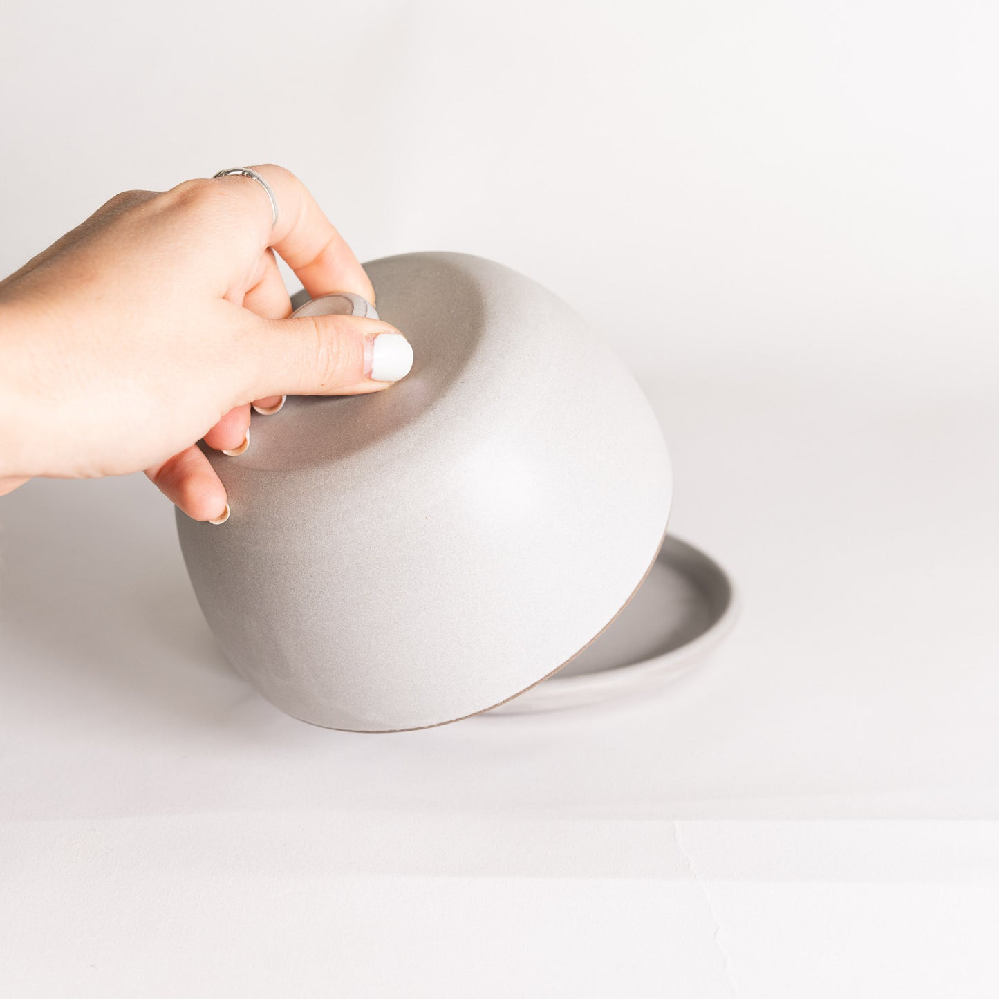 Handmade Butter Dish - Matte White
