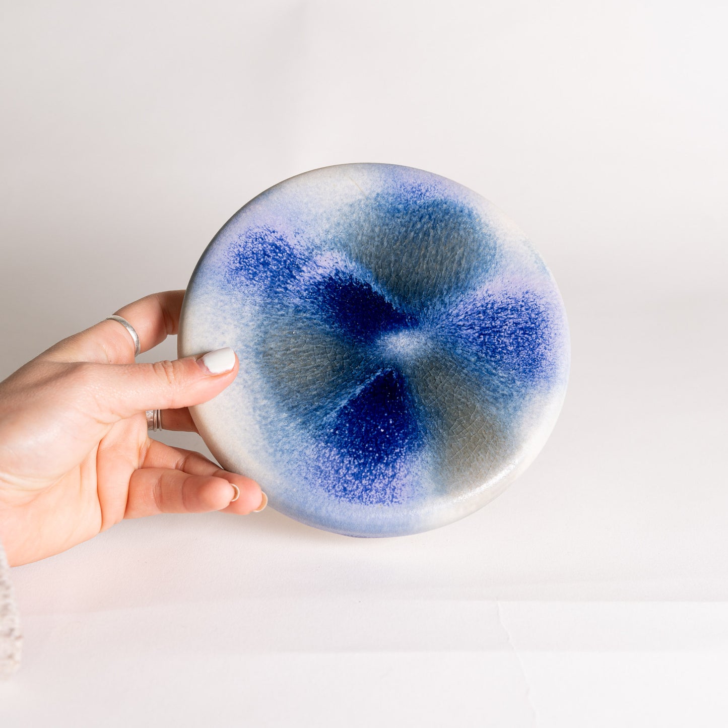 Handmade Wall Hanging Piece with Surface Glaze Decoration - Blue & Purple