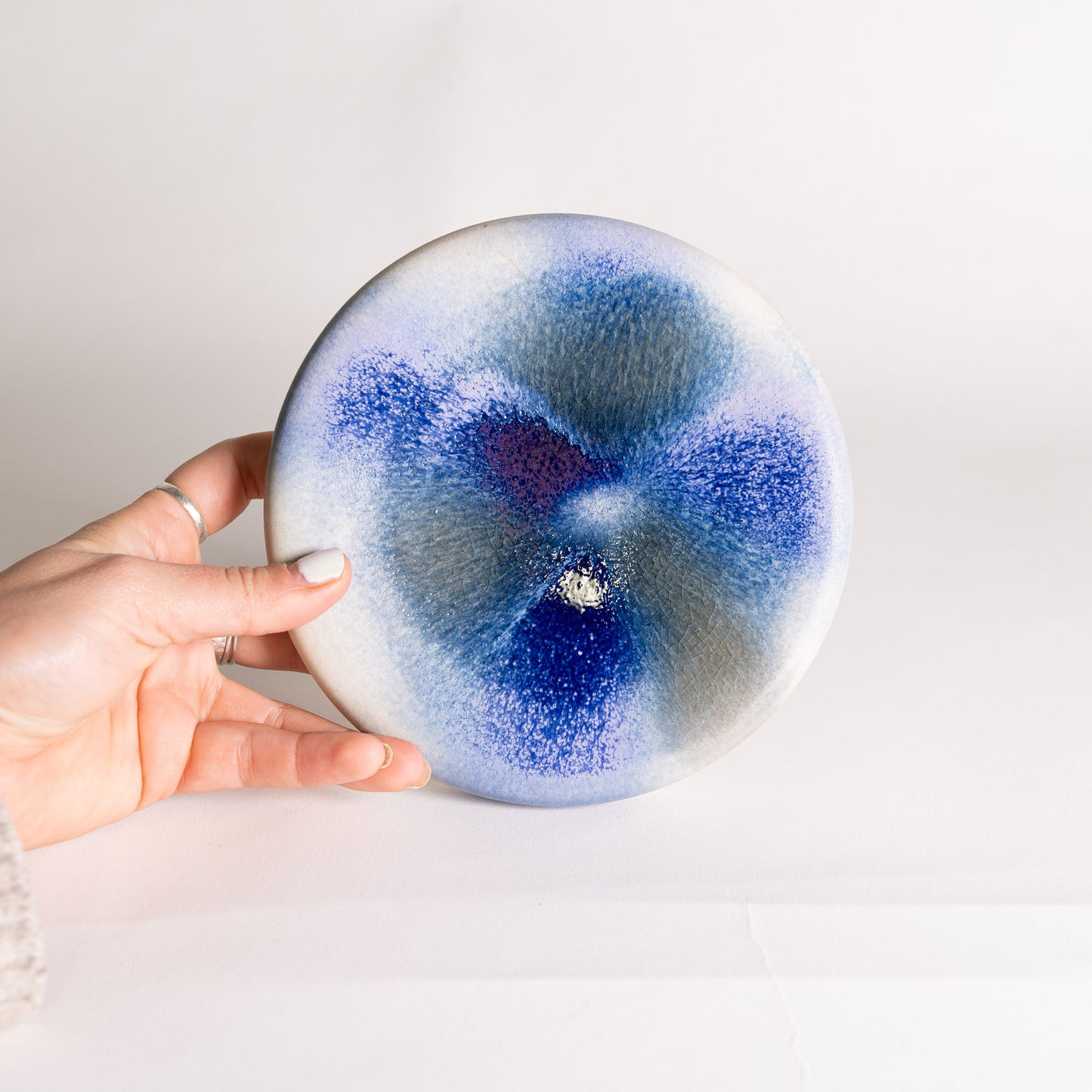 Handmade Wall Hanging Piece with Surface Glaze Decoration - Blue & Purple