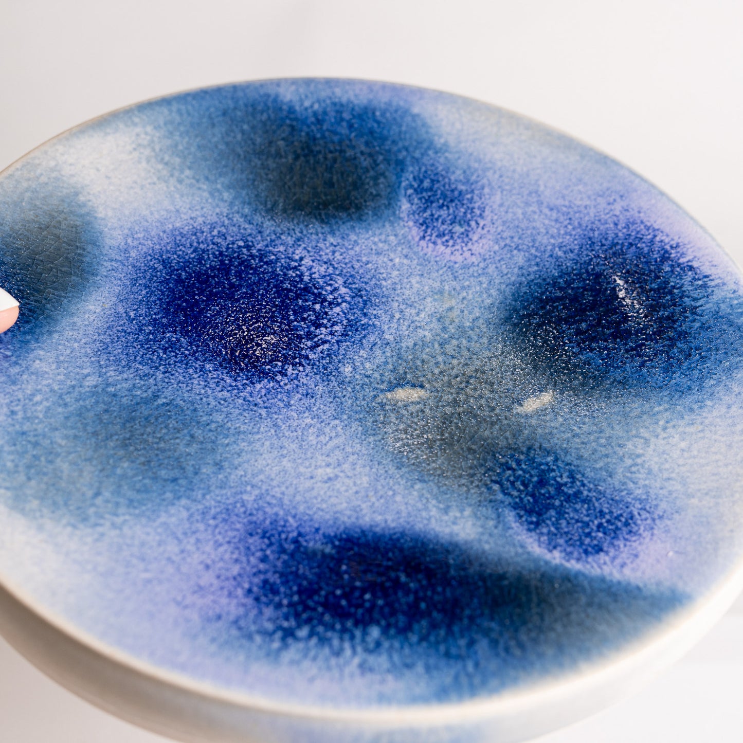 Handmade Wall Hanging Piece with Surface Glaze Decoration - Blue & Purple