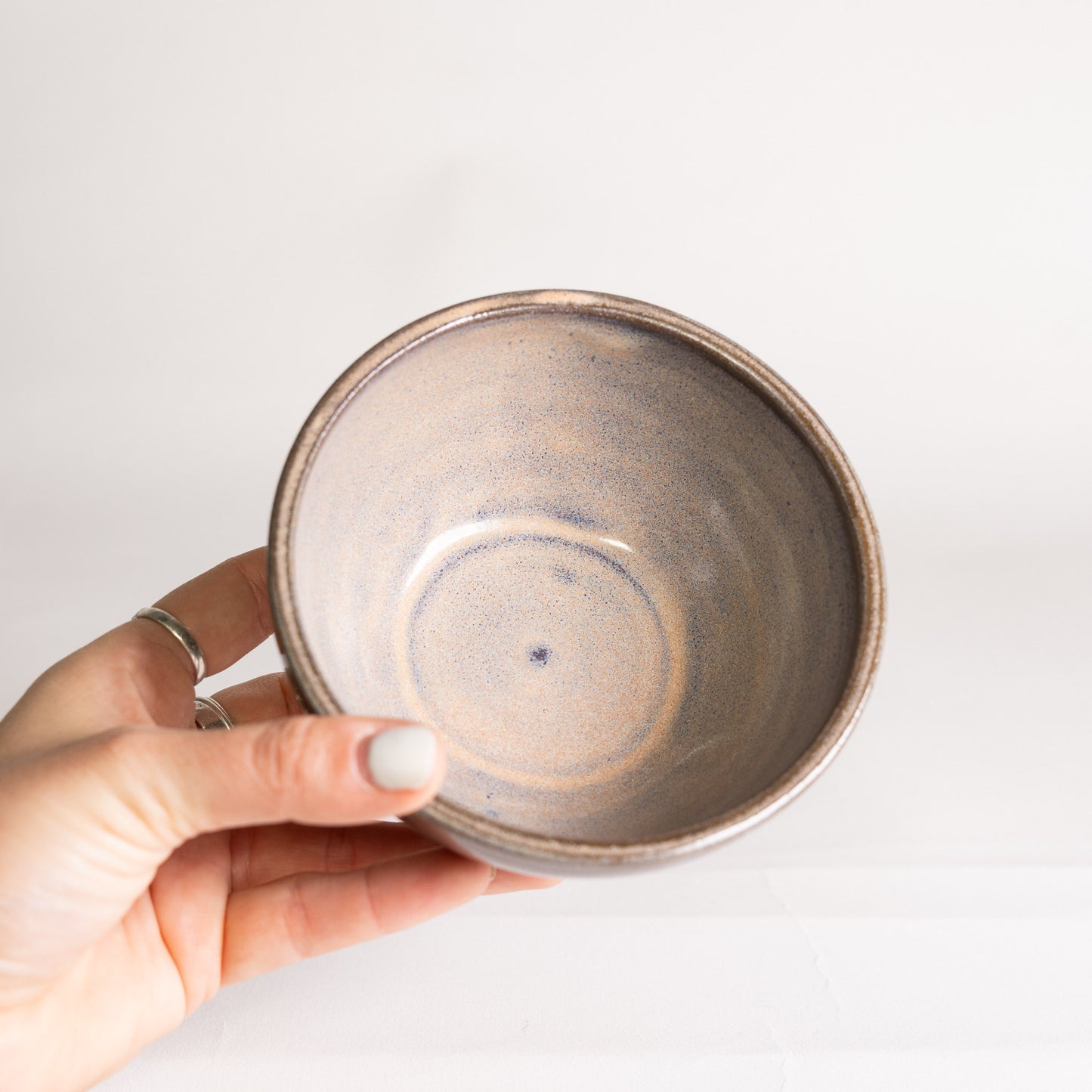 Handmade Ceramic Snack Bowl - Textured Cream Brown