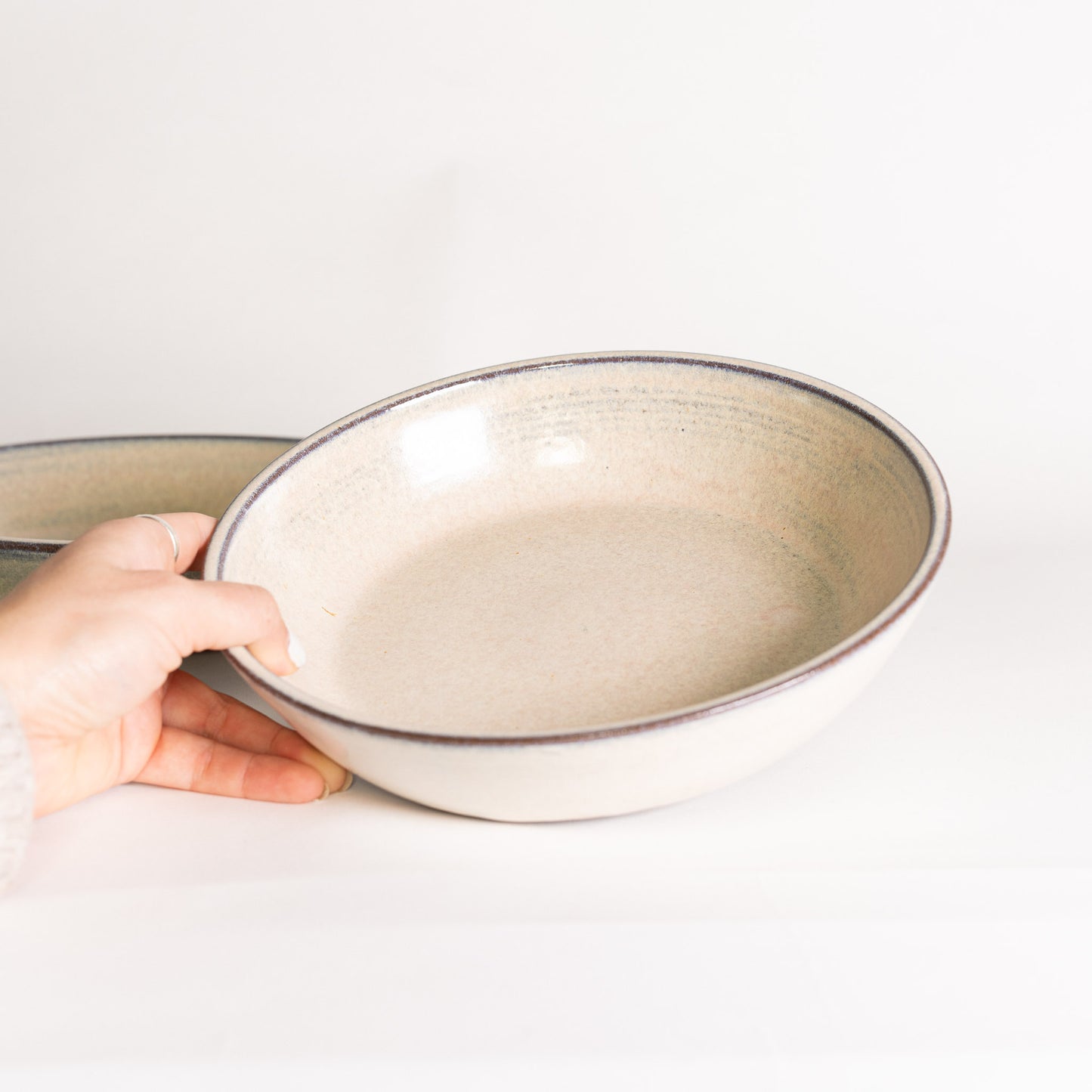 Handmade Ceramic Pasta Bowl Set of Two - Cream