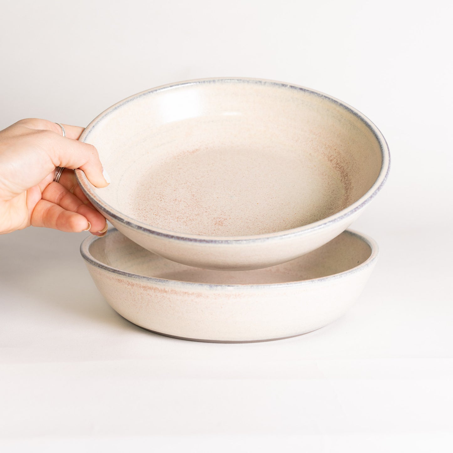 Handmade Ceramic Pasta Bowl Set of Two - Cream