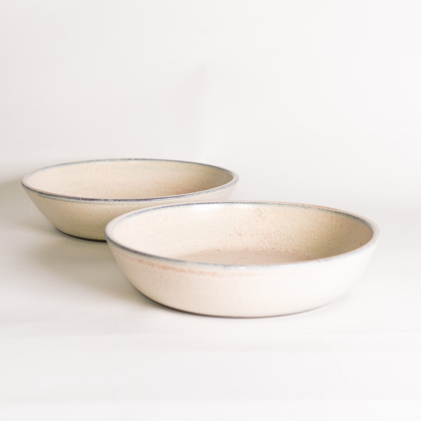 Handmade Ceramic Pasta Bowl Set of Two - Cream