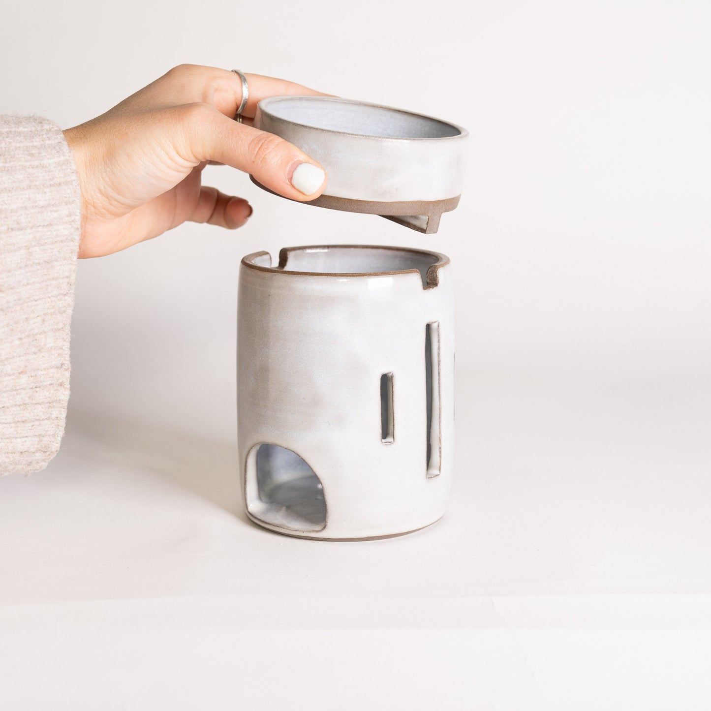 Handmade Ceramic Wax Warmer - Glossy White