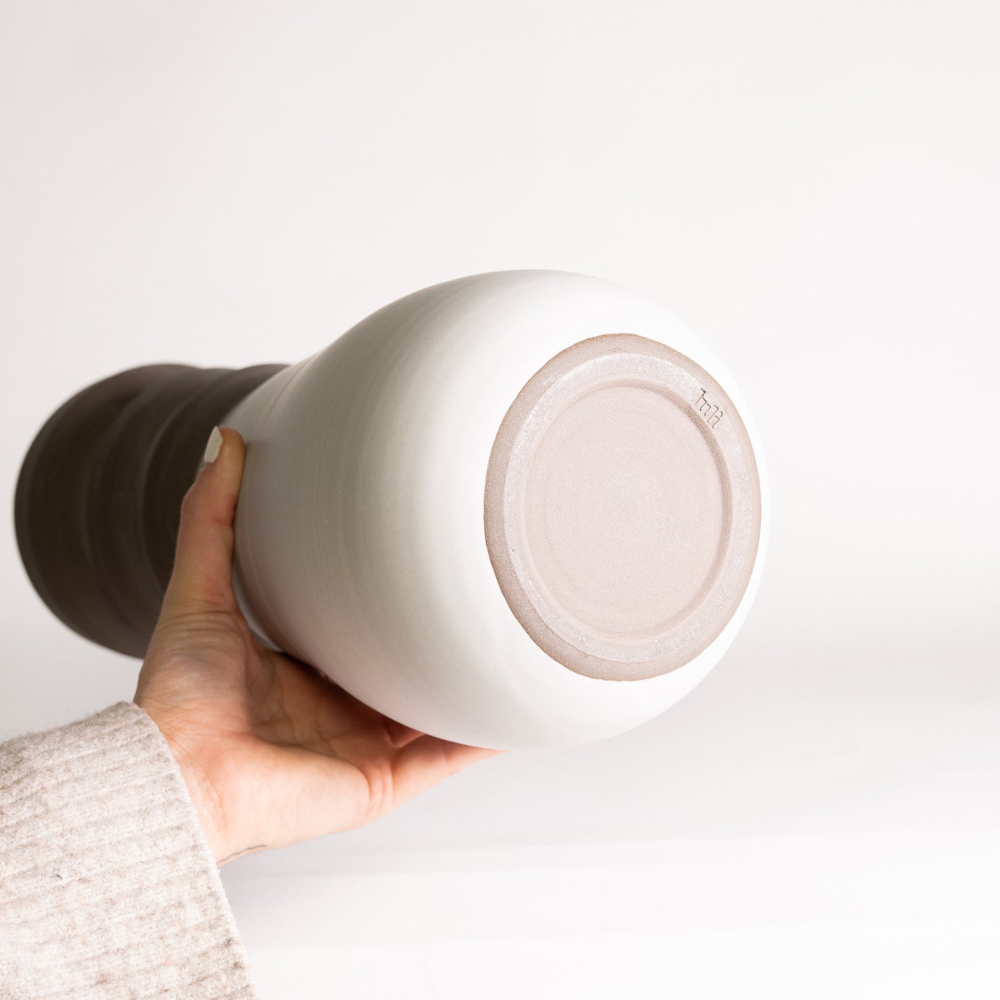 Handmade Tall Vase - Matte White and Raw